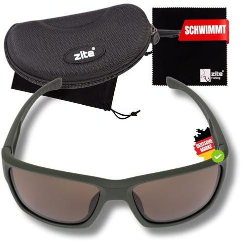 Zite Fishing Polarisationsbrille | Orus | Polbrille Angeln verspiegelt | UV400 & Schwimmfähig | Ultraleichte Angelbrille mit Hardcase & Tasche | Angelbrille polarisiert zum Angeln, Fishing Glasses