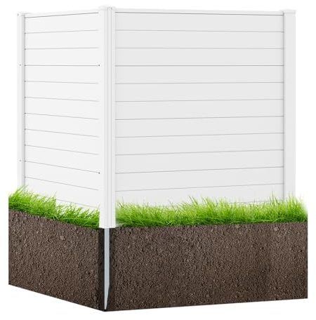 COSTWAY Vallas Jardin PP de 2 Paneles, 1230 x 1230 mm, Pantallas de Privacidad con Estacas de Tierra para Aire Acondicionado y Cubo de Basura, Valla de Ocultación para Exterior, Jardín, Patio (blanco)