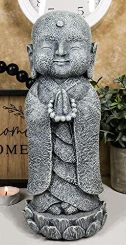 Ebros Japanische Namaste betender Jizo Mönch stehend auf Lotusblume, 24,1 cm, H Bodhisattva Buddha KHItigarbha Jizo Statue
