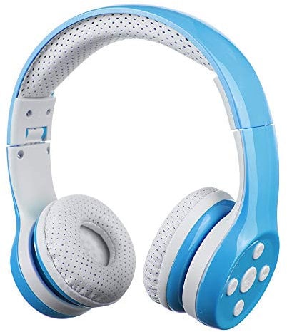 hisonic Kinder Kopfhörer Bluetooth, Bluetooth Kinderkopfhörer Leicht Tragbare Headset mit Laustärkebegrenzung Verstellbare,Eingebautes Mikrophon und Zwei Anschlüssen zum Teilen. (Blau)