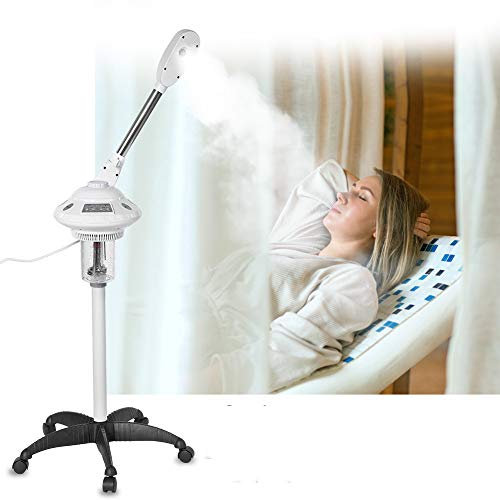 Vaporizzatore Facciale Ozono per Pulizia Viso con Stativo regolabile, Steamer Facial Piroscafo a Vapore Spray Freddo Nano a Vapore Thermal Spa Facial sauna Mist vapore cura, 750W