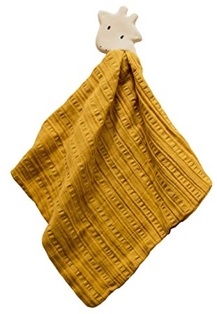 Tikiri 8597008 - Giraffe, Schnuffeltuch mit Zahnungshilfe aus Naturkautschuk, für Babys und Kinder ab 0+ Monaten, 15cm