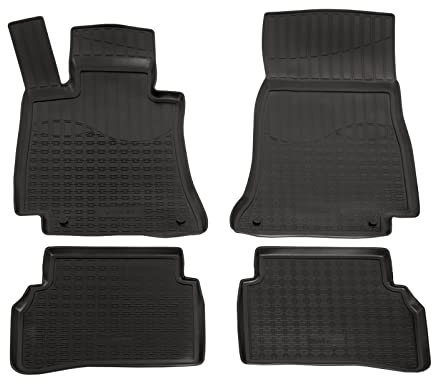 J&J AUTOMOTIVE | 3D Gummimatten Auto Matten Fussmatten Kompatibel mit C-Klasse W205 / S205 2015-2021, Rand cca 4cm, Allwetter, 4Tlg, Premium Qualität