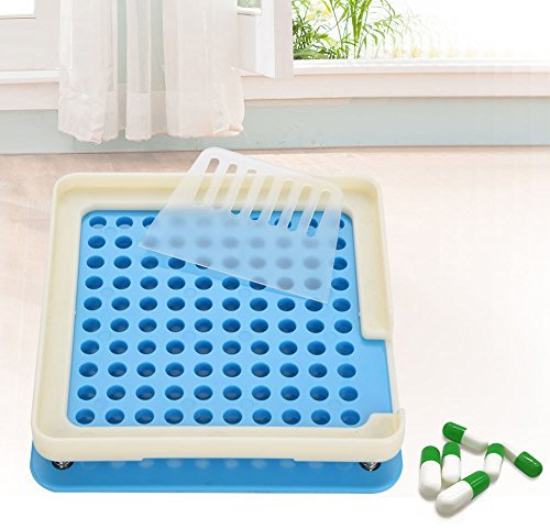 Capsule Filling Machine, Pill Maker, Vegan Pill Capsules Filling Tool Manual Empty Capsule Filler with with Block Plate & Tamper, 100 Holes Capsule Holder for Size 00, Easier and Faster Capsule Plate