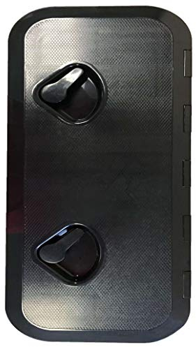 SEAFLO Marine Boat Deck Rectangular Access Hatch - 13.9 x 23.86 (353mm x 606mm) 180° Opening Lid, Non-Skid, Corrosion and UV Resistant, 4-Year Warranty! (Black, Standard)