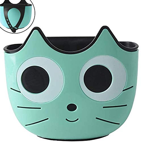 Porte-éponge, NALCY Panier d'évier à Suspendre, Suspendus Paniers Égouttoir Rack Panier Suspendu Organisateur D'évier en Plastique Motif Chat de Dessin animé Vert pour Cuisine Salle de Bain