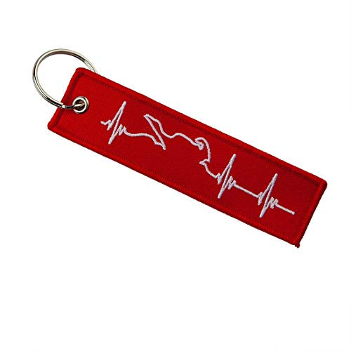 DonJordi Schlüsselanhänger Heartbeats of Biker - Anhänger für Motorradfahrer aus Stoff - Schönes Motorrad Geschenk