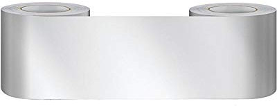 Bordure de papier peint Miroir argenté Décoration murale amovible Frise Murale Autocollant Papier Peint Autocollant imperméable en PVC Plinthe 10cm X 500cm