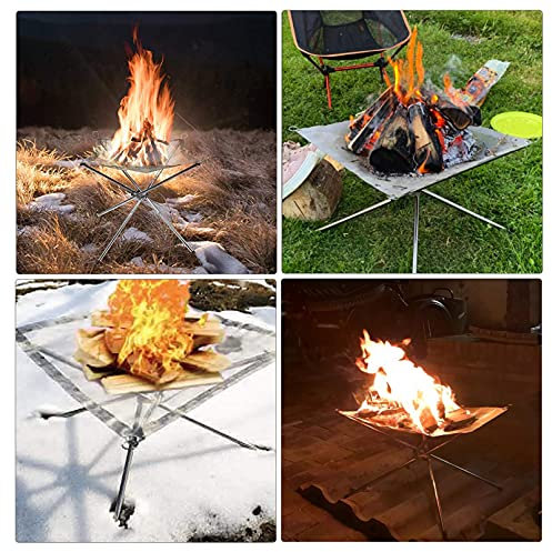 BEFUR Tragbarer Feuerstelle Mesh Edelstahl Zusammenklappbarer Holzkamin mit Tragetasche für Outdoor Camping