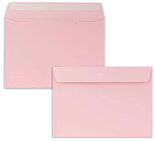 50x Briefumschläge DIN C5 Rosa - 16,2 x 22,9 cm - Haftklebung - Edle Kuverts für große Einladungen und Karten zum Geburtstag oder Hochzeit