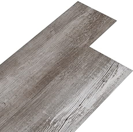 Ksodgun Suelo autoadhesivo de PVC para pavimentos, impermeable, 36 tablones, total 5,02 m, grosor 2 mm, madera mate, marrón