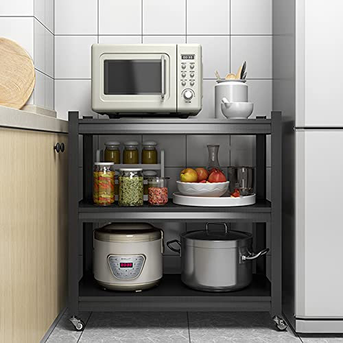 ACXZ Schwerlastregal Verstellbares Lagerregal Mit Rollen Steckregal Lagerregal Werkstattregal Mit 3 Ablagen Aus Stahl Für Garage, Keller, Schwarz, Bis Zu 300 Kg (Höhe 80 cm)