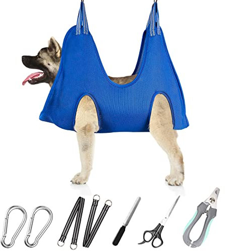 ATESON Pet Grooming Hammock for Medium/Large Dogs with Nail Clippers/Nail Trimmers/Grooming Scissors, Dog Grooming Harness for Nail Trimming, Pet Grooming Sling Helper