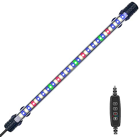 VARMHUS Submersible LED Aquarium Lumière,Lampe Aquarium mit Timer&Dimmfunktion,3 Lichtmodi dimmbare und 4-Farben-LED,10 Helligkeitsniveaus optional und 3 Stufen zeitgesteuerter Loop 42LEDS-37cm