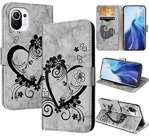 CASAFUNY Handyhülle für Xiaomi 11 Lite 5G NE/Xiaomi Mi 11 Lite 5G / Mi 11 Lite 4G Hülle Tasche PU Leder Flip Case Brieftasche Kartenfach Klapphülle Handytasche Case Schutzhülle, Schwarz