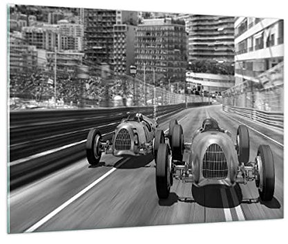 Bilder auf Glas 100x70cm Glasbild Formel 1 Retro Groß Wanddeko Bild im Glas Schlafzimmer Küche Deko Wandbilder Dekoration Wohnzimmer Modern Wall Decor Glasdruck Wand Kunstdruck Art GAA100x70-4843