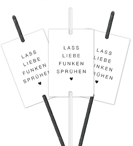 younikat 50 Etiketten für Wunderkerzen I Lass Liebe Funken sprühen I Schlichtes Herz-Motiv I Gastgeschenk I für den besonderen Tag I Stilvoll I Hochzeit I dv1099