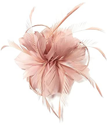 Women's Fascinators Flower Mesh Feathers Headband, Long Ladies Fascinator Hairband for Tea Party Headwear Wedding Hair Clip,Women Girls Fascinators Hat Flower Mesh Ribbons Feathers on a Headband