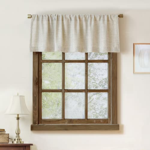 Mantovana in finto lino per finestre, cucina, soggiorno, mantovana, tasca per asta, rustica, bagno, piccole finestre, 137,2 x 38,1 cm, naturale)
