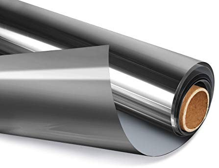 HIDBEA Film de fenêtre à sens unique - Intimité diurne - Blocage de la chaleur - Anti-UV - Miroir teinté - Non adhésif - Auto-statique - Pour fenêtre de maison - Noir argenté - 90 cm x 2 m