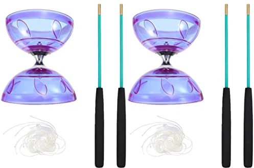 TOYANDONA Bille Violets de pour Enfants-Diabolo en Plastique Professionnel Adulte Fitness Bâtons pour Enfants Yoyo Bâtons de Jeu de Performance en Aluminium Roulement de Roulement A 2Sets-Jeux