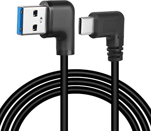 GELRHONR Câble USB de type C à angle droit à gauche, 90 degrés, 18 W, charge rapide, câble USB A vers USB C (noir-gauche-1 m)