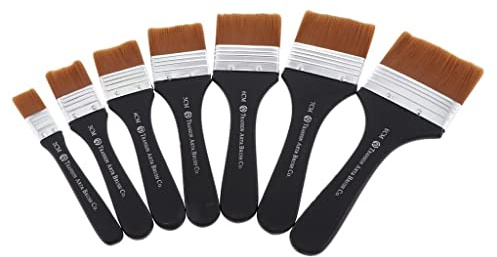 Baoblaze Aquarell Acryl Flachpinsel, Breiter Pinsel Acrylfarben Pinsel Ölfarben Bürste, Malerpinsel Lasurpinsel Lackpinsel, Nylonbürste Ölmalpinsel für Malerei Ölmalerei Aquarell Acryl Gouache, 7pcs