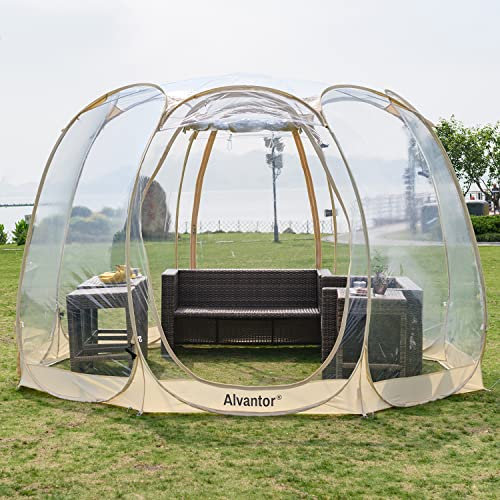 Alvantor Pop-Up-Seifenblasenzelt, 30,5 x 30,5 cm, sofortiges Iglu-Zelt für 8–10 Personen, wetterfestes Bildschirmhaus, Kälteschutz, Campingunterstand – Beige