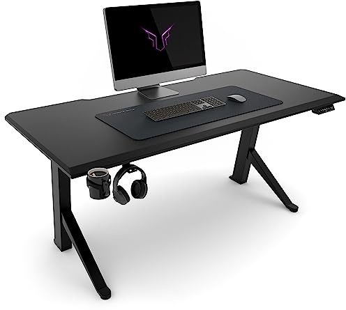 Ultimate Setup Schreibtisch höhenverstellbar elektrisch - Höhenverstellbarer Steh Schreibtisch - Gaming Tisch höhenverstellbar - Outline (Schwarz, 180x80x2,5 cm)