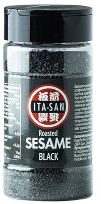 ITA-SAN Semillas de sésamo negro, tostadas, para platos asiáticos o como topping para ensaladas y cereales, 1 x 95 g