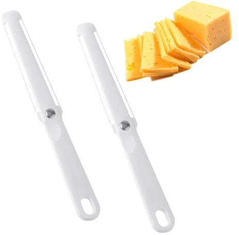 Nuqin Cheese Slicer with Non Slip Design 2Pcs Cheese Wire Cutters with Soft Handle Portable Wired Cheese Cutter Kitchen Gadgets for Hard and Semi Hard Cheese Butter Jams Creams and Chocolate