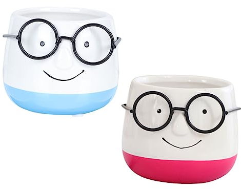 Sosoport Lot De 2 Petits Pots De Fleurs en Céramique en Forme Dœil Décoration Dintérieur Unique pour Plantes Et Fleurs