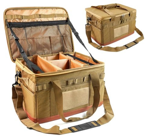 Fiorky Camping Storage Bag with Handles, 30L Cooking Utensil Organizer, Large Capacity Stove Storage Case, Detachable Multifunctional Utility Supplies for Hiking BBQs