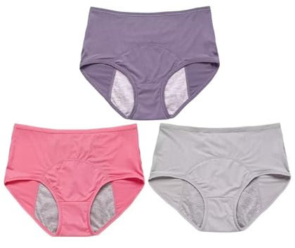 Yacriso 3er-Pack auslaufsichere Damenunterwäsche, auslaufsichere Höschen für Frauen bei Inkontinenz (XL,d)