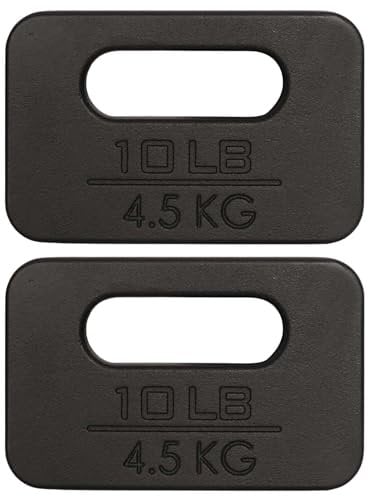 Yes4All Cast Iron Ruck Plate, Weighted Plate for Rucking, Swings, Squat, Strength Training, Fitness Workout, and Home Exercises - 10LB - Pair
