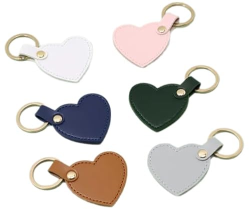 Lot de 6 porte-clés colorés en forme de cœur en cuir avec pendentif en forme de cœur élégant pour sac à dos, 0, M