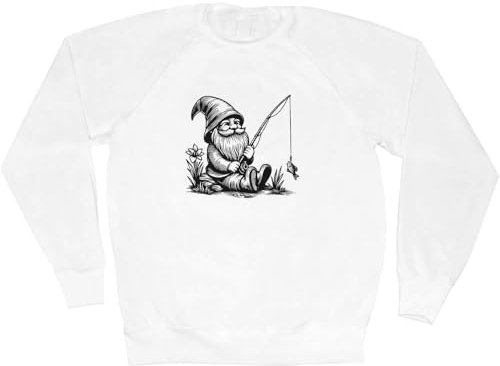 Azeeda Extra Large 'Garden Gnome With Fishing Rod' Adult Sweatshirt/Sweater/Jumper (SW00144916) White