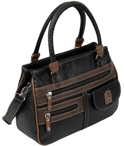 EAAKIE Damen Tasche, Schultertasche, Handtasche, Umhängetasche mit Leder Optik und vielen Fächern