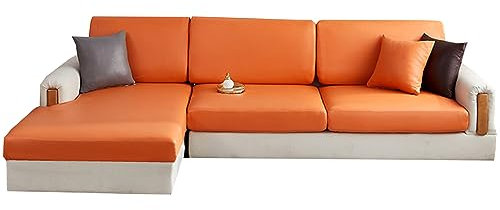 ESOUY Super dehnbarer Sofabezug, dehnbarer, elastischer Sofa-Sitzkissenbezug, Ledersofa-Kissenbezug, Hunde- und Haustierfreundlich, universell (Orange, Rückenlehnenbezug)