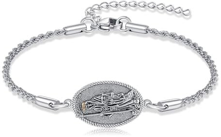 VENACOLY Santa Muerte Armband 925 Stering Silber Reaper Sensenmann Armbänder Santa Muerte Religiöse Schmuck Geschenk für Damen Männer
