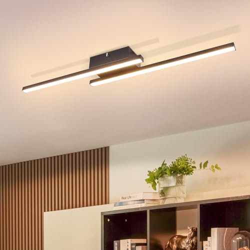 Glitzerlife LED Deckenlampe Schwarz Deckenleuchte - 12W Wohnzimmerlampe 3000K Schlafzimmerlampe Modern Decke Lampe für Flur Küche Waschräume Balkon