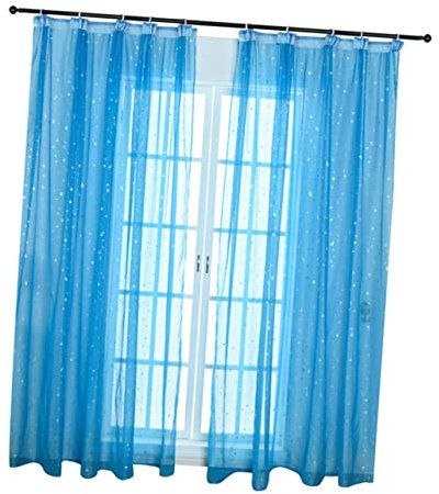 HAWILLOSCH Transparente Voile-vorhänge Fenstervorhänge Aus Polyester Für Schlafzimmer Und Wohnzimmer Blau Schützen Vor Sonneneinstrahlung
