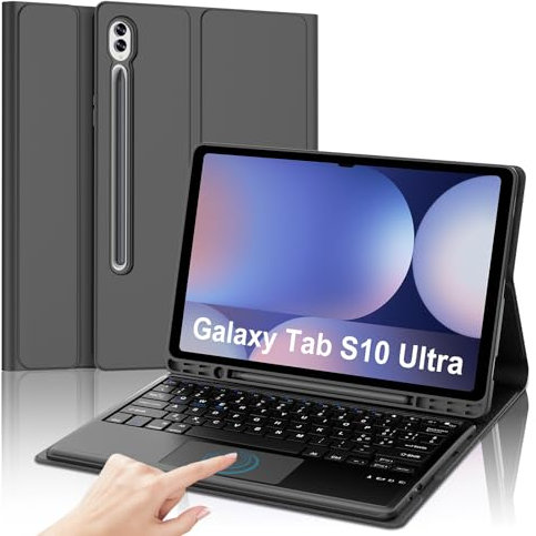 JADEMALL Custodia Tastiera con Trackpad per Samsung Tab S10 Ultra 14.6 2024, Italiano QWERTY Tastiera Bluetooth per Samsung Galaxy Tab S10 Ultra con Touchpad, Nero
