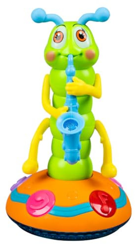 JUCHRZEY Kinder tanzende Saxophon-Raupe mit Musik und Licht, elektrische Raupe, Saxophon-Spielzeug, automatische Hindernisvermeidung, tanzendes Spielzeug, Geburtstagsgeschenke for Jungen und