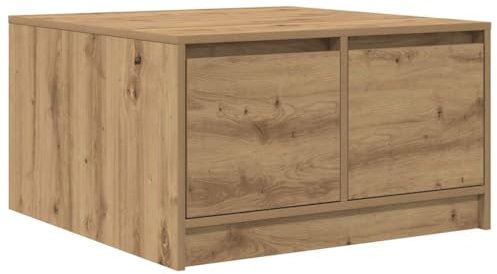 Table basse avec tiroirs chêne artisanal 70,5x70x40 cm