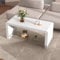 AOYA Modern White Coffee Table with Storage, Rectangle Tea Table with Glass Lower Shelf for Living Room