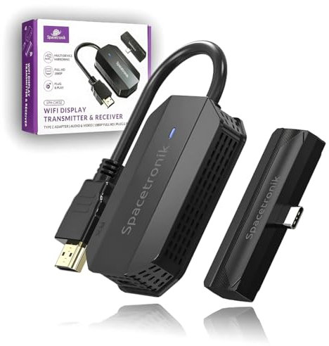 Spacetronik Wireless HDMI Transmitter and Receiver USB-C, 50M 1080P Funkübertragung, 2.4G/5G Wireless Extender für Laptop, PC, Smartphone zu TV/Monitor/Projektor, Plug & Play