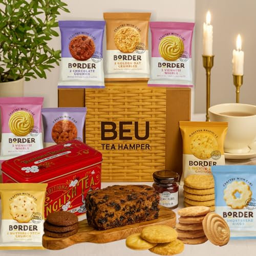 Afternoon Tea Hamper Gift Set – Premium 40 Tea Bags, Jam, Fruitcake and 8x 2 Pack Biscuits Hamper & Gourmet Gifts – Birthday Hampers for Women, Christmas Hampers