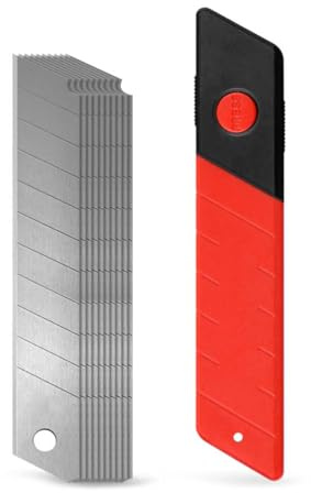 20x Profi Cuttermesser Klingen 18mm - Ersatzklingen Cuttermesser - Ultra Scharf - Abbrechklingen für Cutter Messer Silber