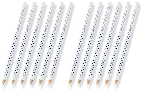 Faber-Castell 113210 - Farbstifte GRIP Heft + Tafel, 6er Etui, Inhalt: weiß, gelb, rot, blau, grün und braun (Weiß 12 Stifte)